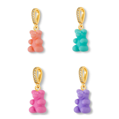 Nostalgia Bear Matte Pendant, Pave Gold Connector