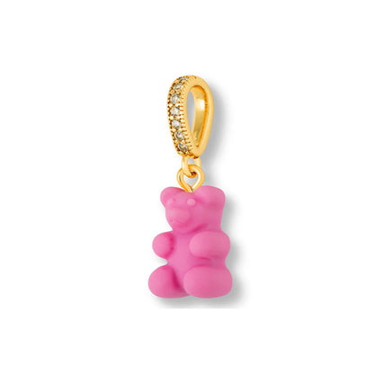 Nostalgia Bear Matte Pendant, Pave Gold Connector