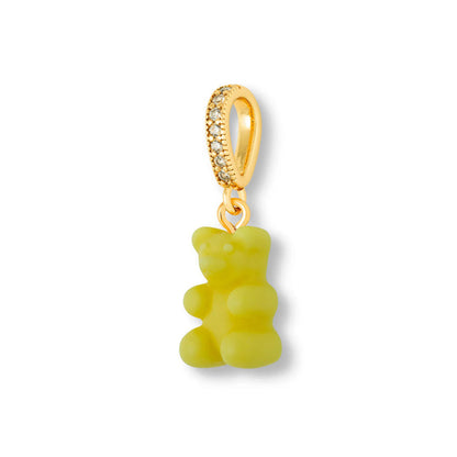 Nostalgia Bear Matte Pendant, Pave Gold Connector