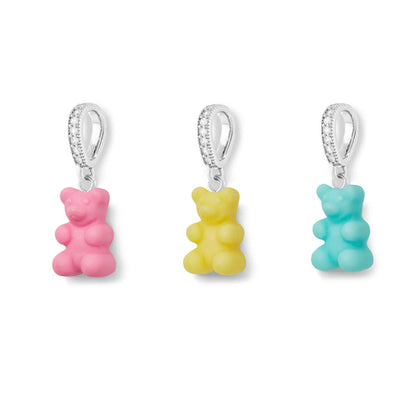 Nostalgia Bear Matte Pendant, Pave Silver Connector