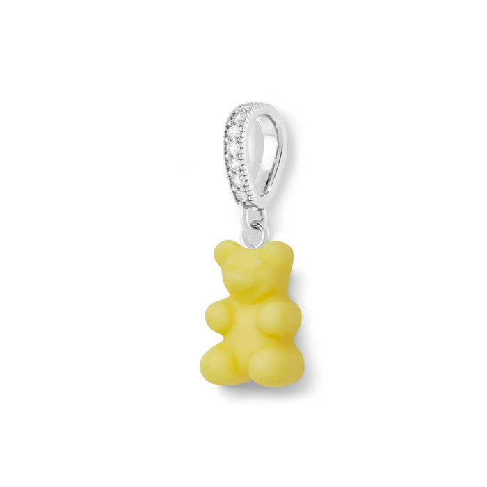 Nostalgia Bear Matte Pendant, Pave Silver Connector