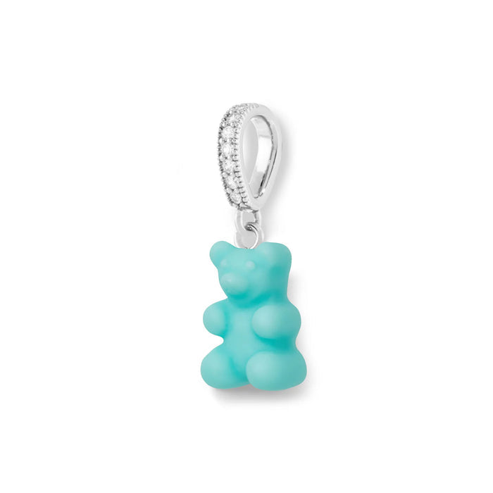 Nostalgia Bear Matte Pendant, Pave Silver Connector