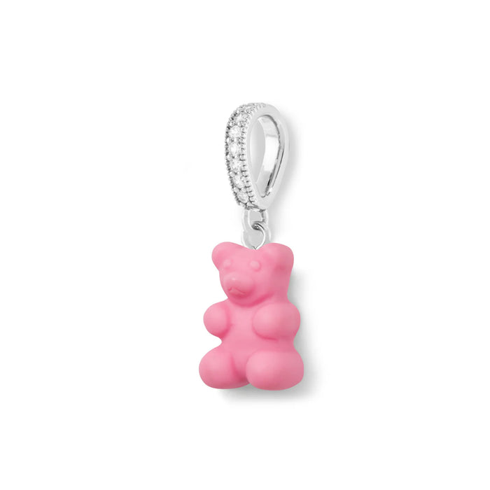 Nostalgia Bear Matte Pendant, Pave Silver Connector
