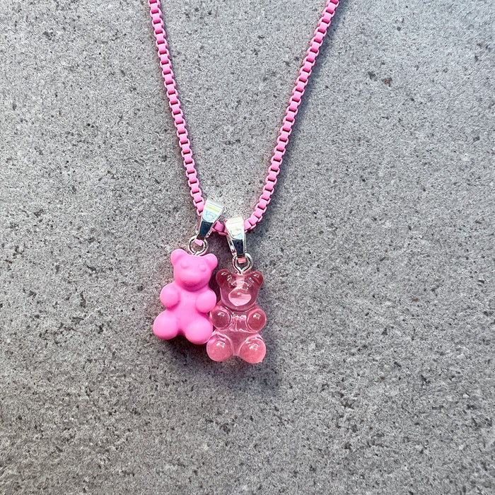 Nostalgia Bear Matte Pendant, Silver Connector