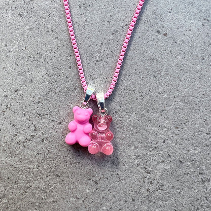 Nostalgia Bear Matte Pendant, Silver Connector