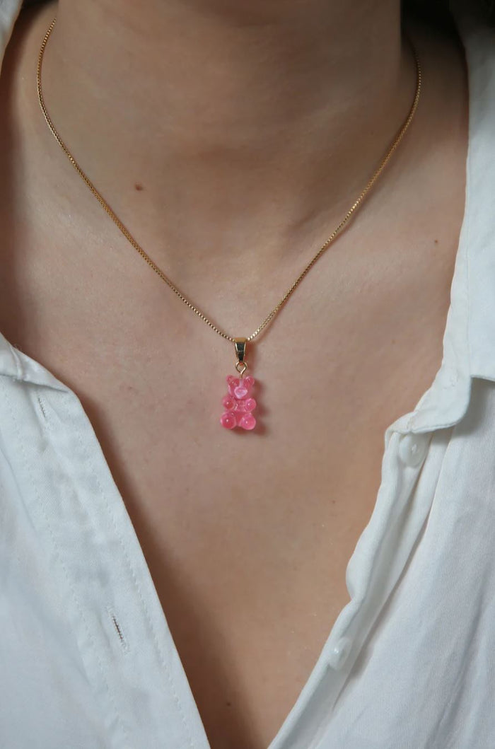 Nostalgia Bear Translucent Pendant, Gold Connector
