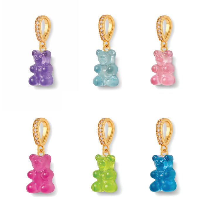 Nostalgia Bear Translucent Pendant, Pave Gold Connector