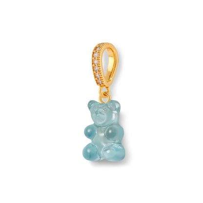 Nostalgia Bear Translucent Pendant, Pave Gold Connector