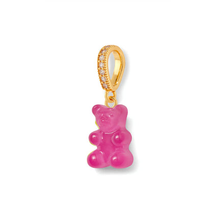 Nostalgia Bear Translucent Pendant, Pave Gold Connector