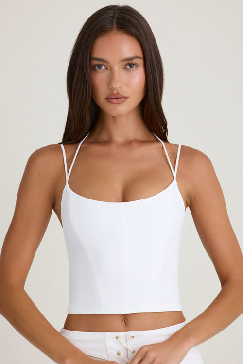 Strappy Halterneck Corset Top in White
