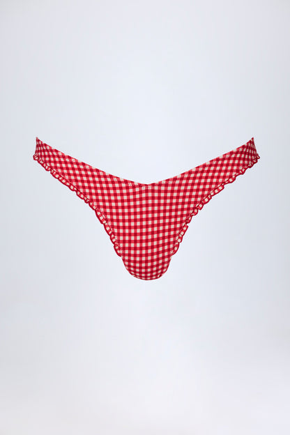 Ruffled Cheeky Bikini Bottoms in Red Gingham