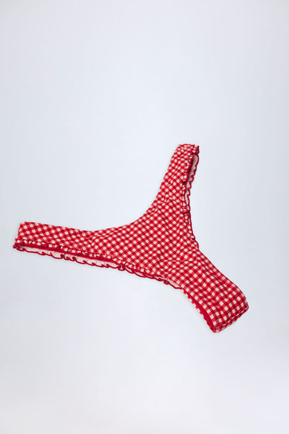 Ruffled Cheeky Bikini Bottoms in Red Gingham