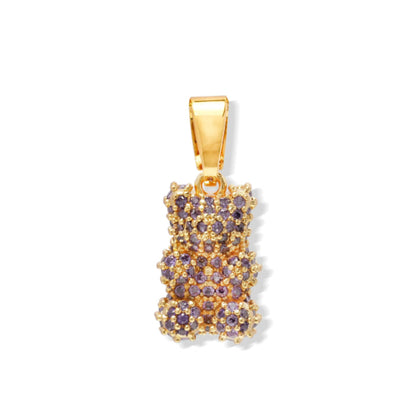 Pave Nostalgia Bear Pendant, Lavender