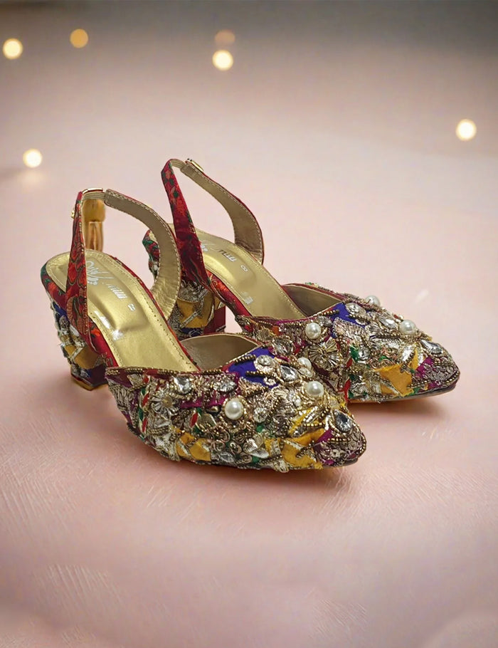 Red Gota work Heel Sandal for women