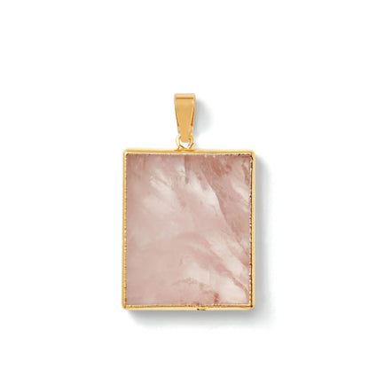 Rose Quartz Pendant, Gold