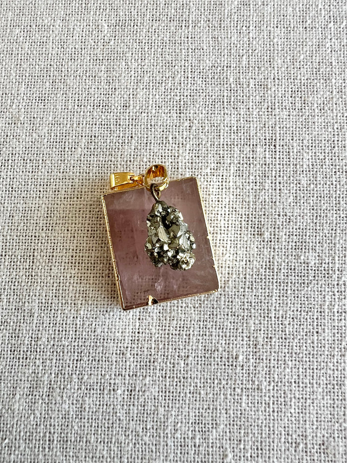 Rose Quartz Pendant, Gold