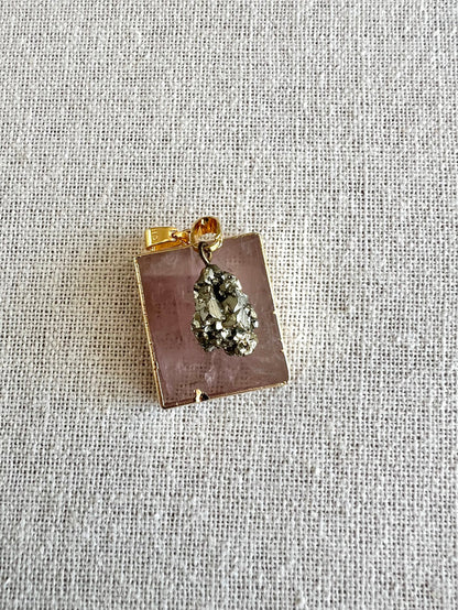 Rose Quartz Pendant, Gold