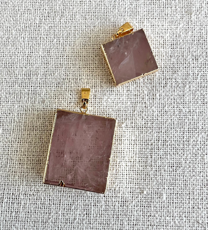 Rose Quartz Pendant, Gold