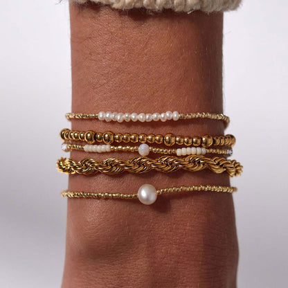 Slim Pearly Bracelet, Gold