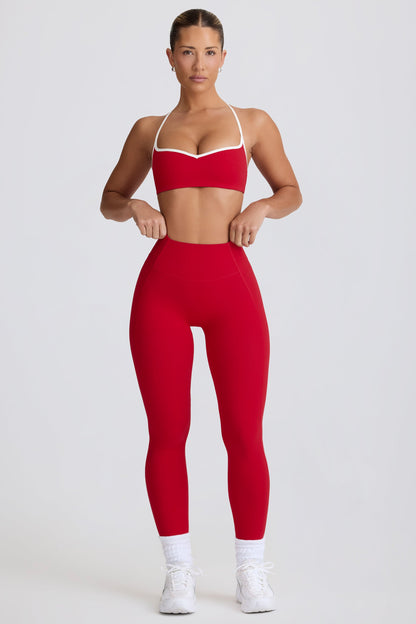 Soft Active Mid-Rise Leggings in Hot Red