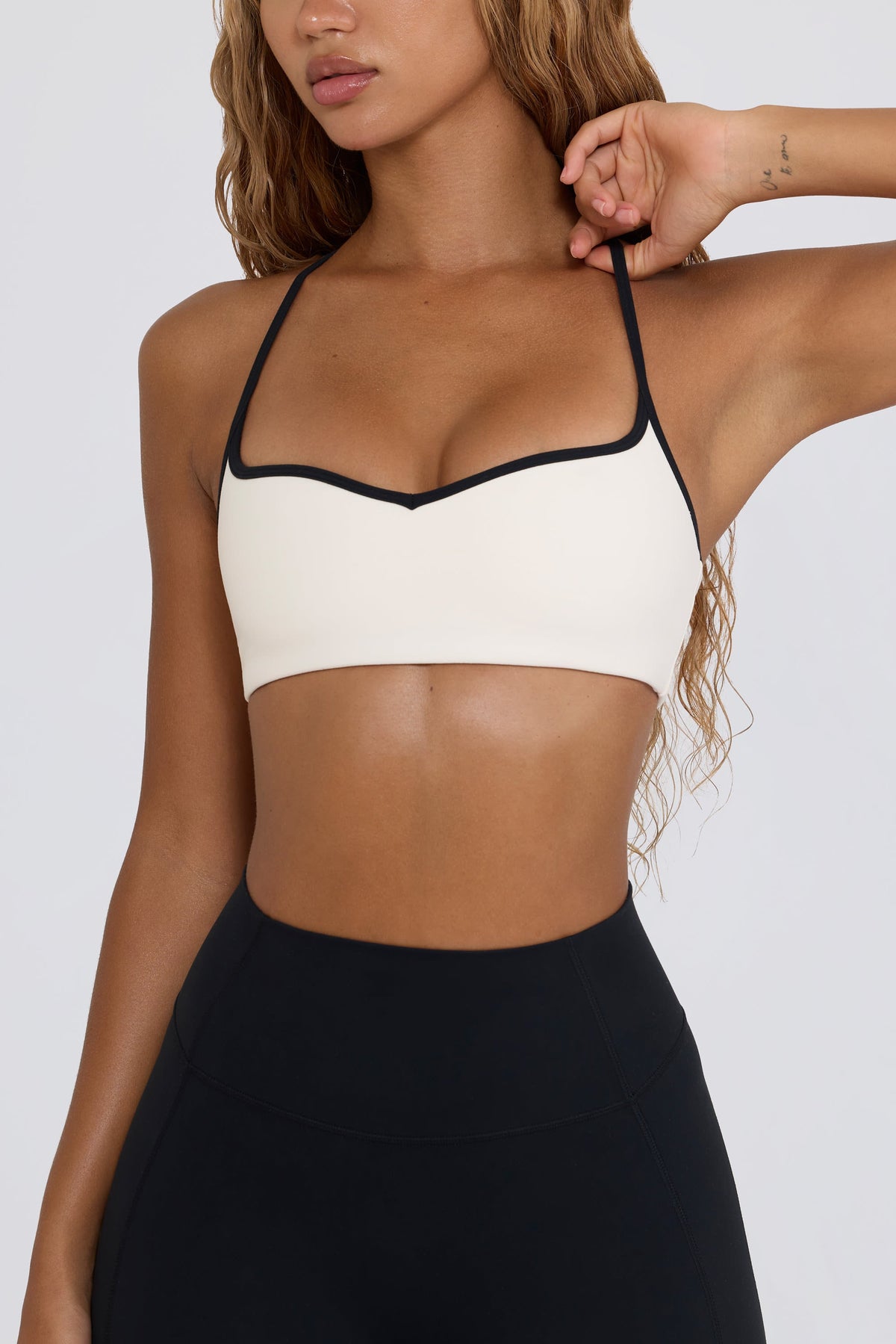 Soft Active Sweetheart-Neck Sports Bra in White