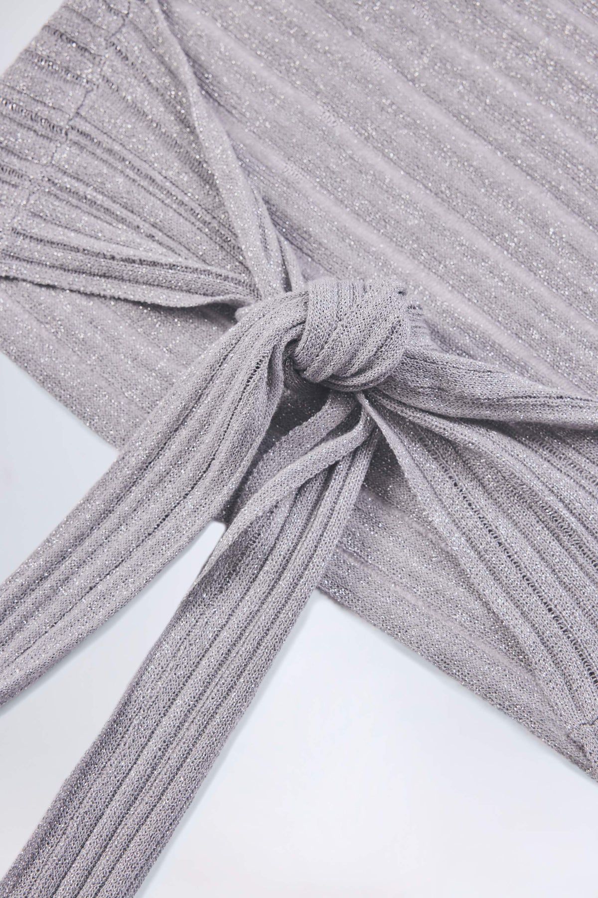 Plunge Halterneck Crop Top in Silver