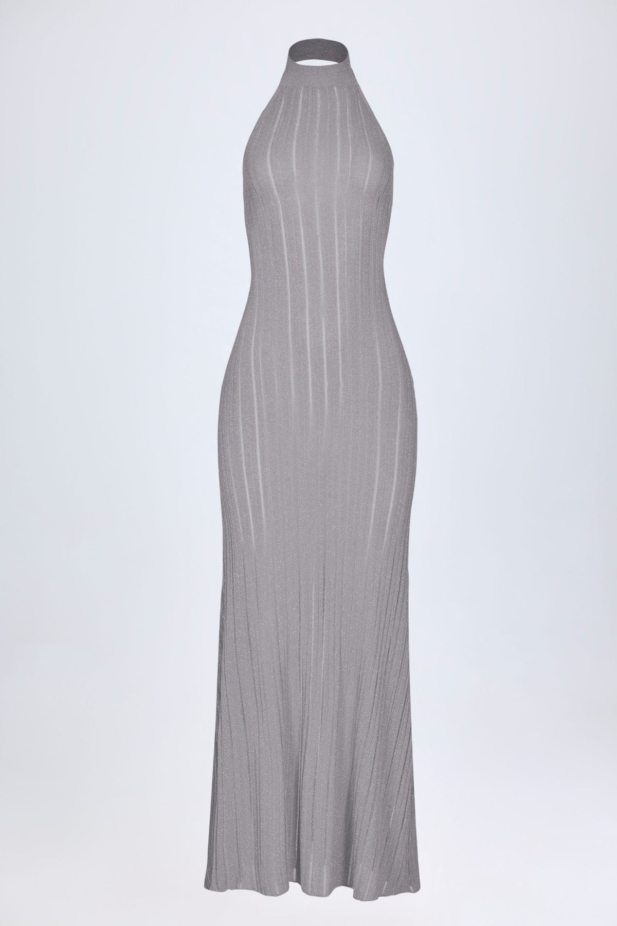 Backless Halterneck Maxi Dress in Silver