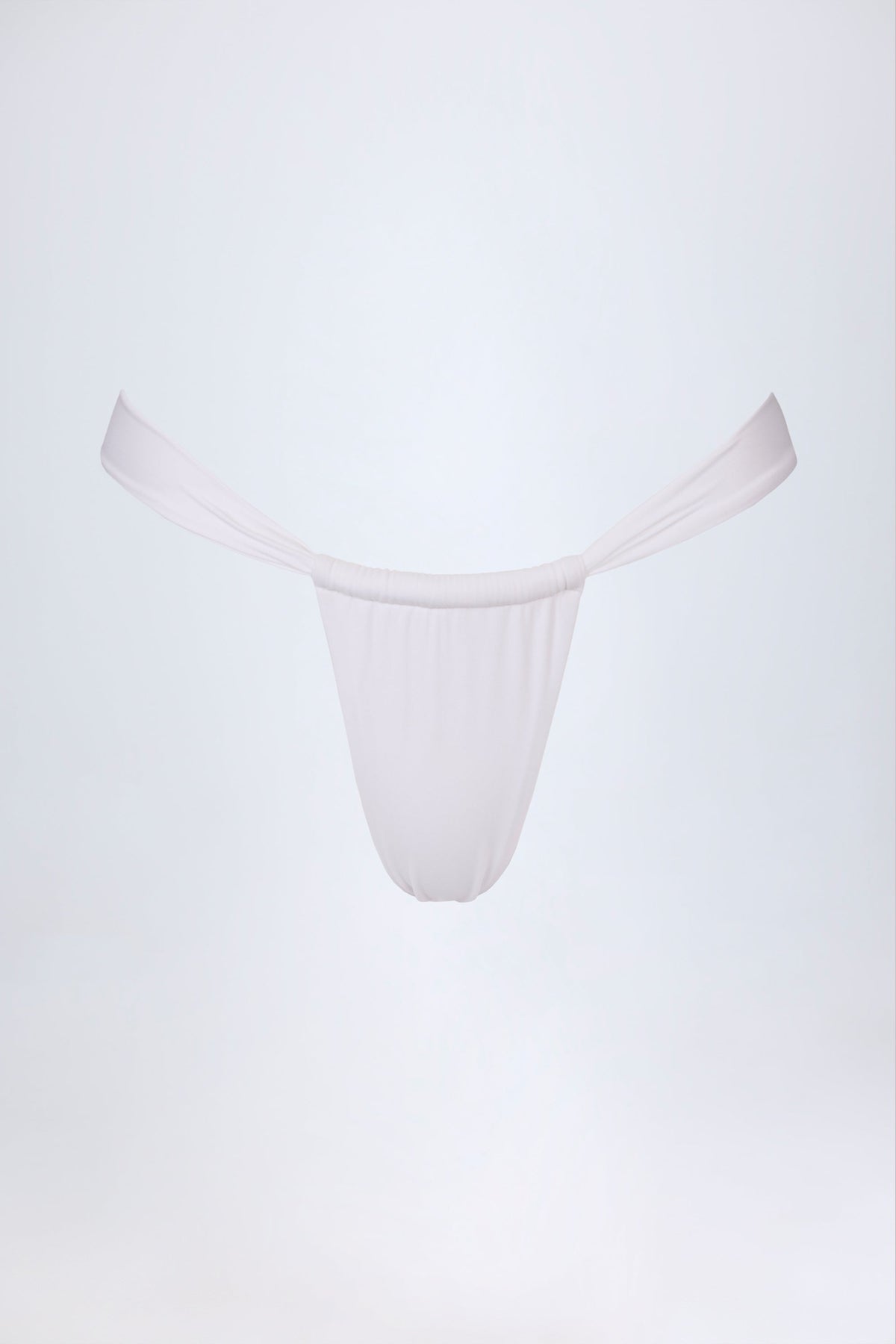 Ruched Thong Bikini Bottoms in White