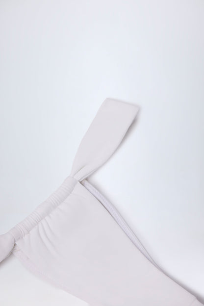 Ruched Thong Bikini Bottoms in White