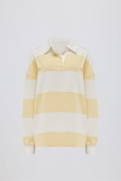 Striped Oversized Long-Sleeve T-Shirt in Lemon