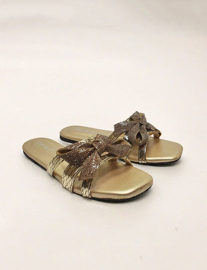 Stylish Golden  Women Slippers
