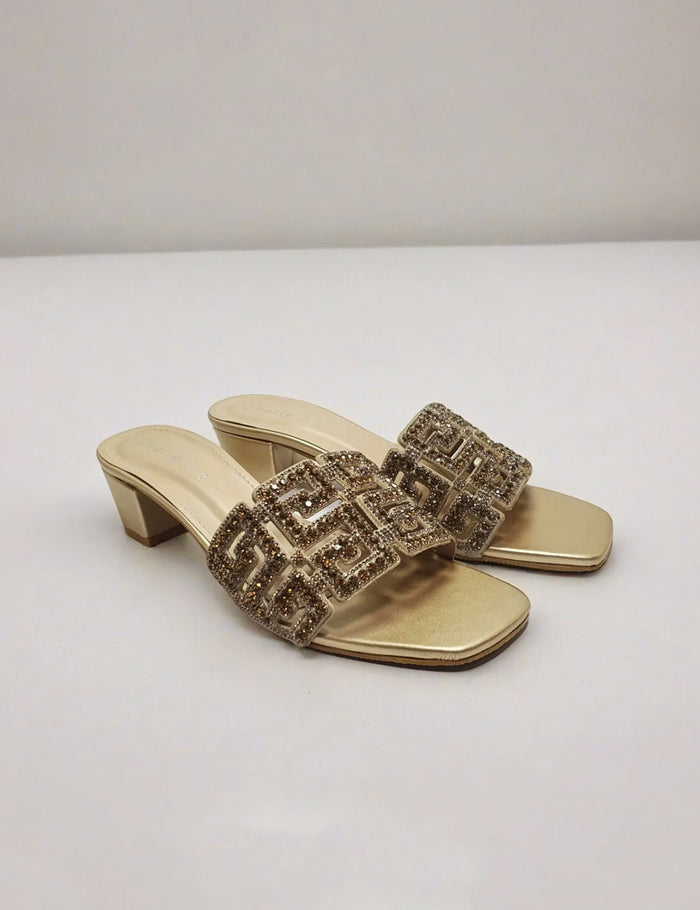 Stylish Golden Women Slippers