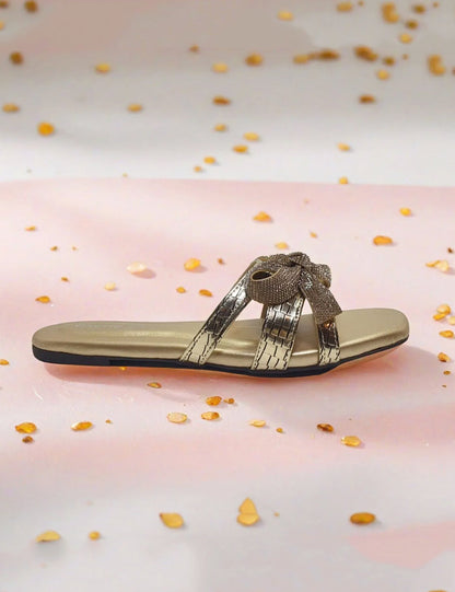Stylish Golden  Women Slippers