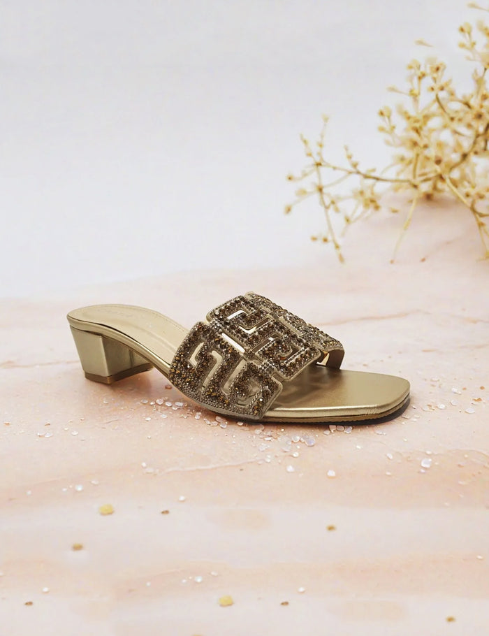 Stylish Golden Women Slippers