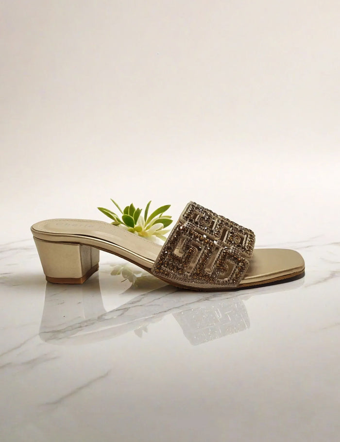 Stylish Golden Women Slippers