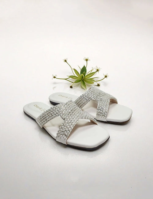 Stylish White Women Slippers