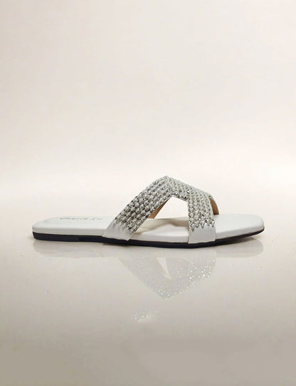 Stylish White Women Slippers
