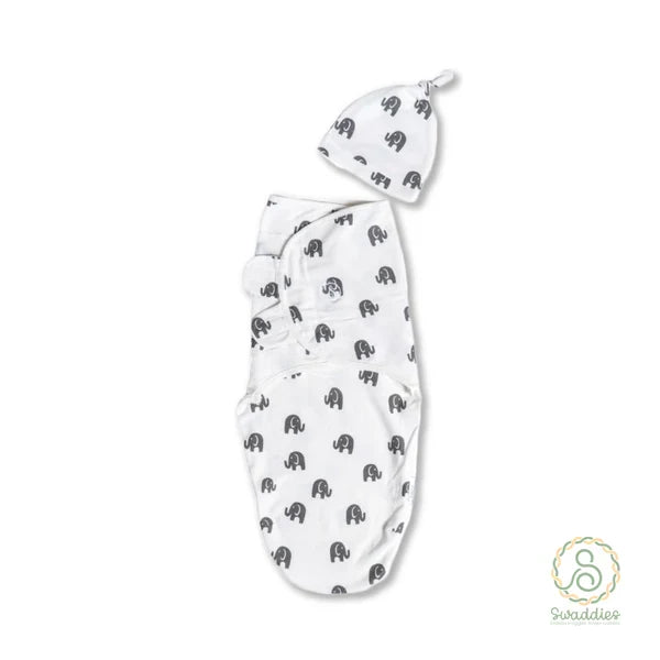 Swaddies Infant Velcro Swaddle Wrap with Knotted Hat
