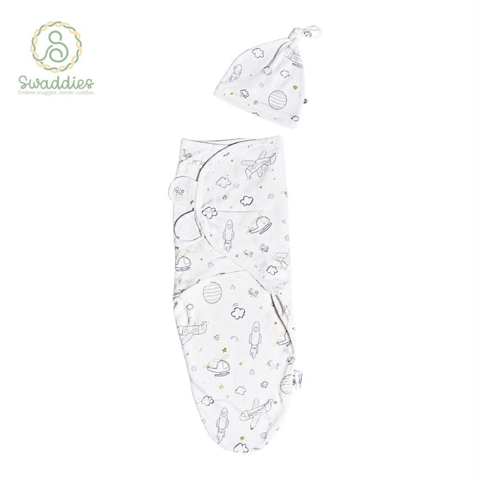Swaddies Infant Velcro Swaddle Wrap with Knotted Hat