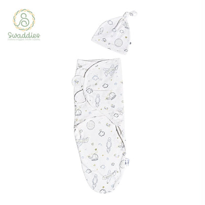 Swaddies Infant Velcro Swaddle Wrap with Knotted Hat