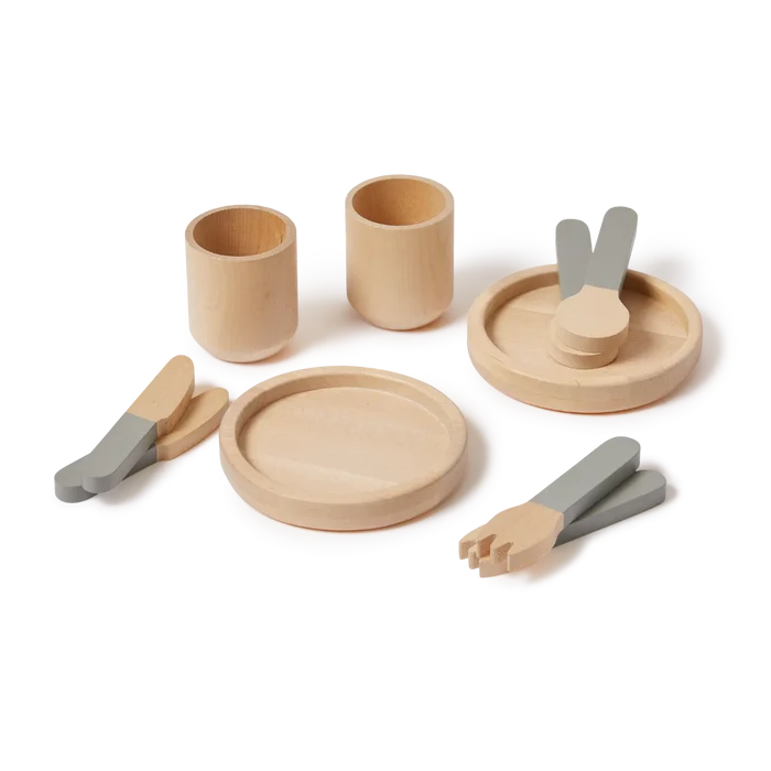Tableware, 10 pcs, Handpainted, Green PLAY tableware-greenish-natural-wood  flexa-com.myshopify.com