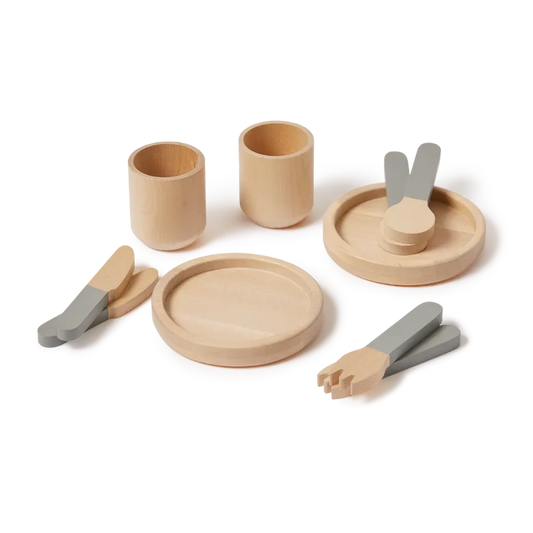 Tableware, 10 pcs, Handpainted, Green PLAY tableware-greenish-natural-wood  flexa-com.myshopify.com