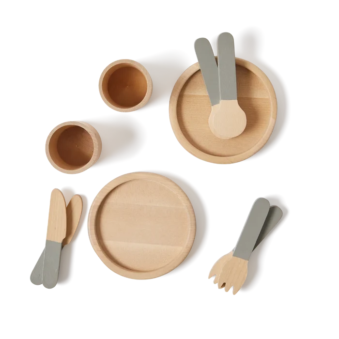 Tableware, 10 pcs, Handpainted, Green PLAY tableware-greenish-natural-wood  flexa-com.myshopify.com