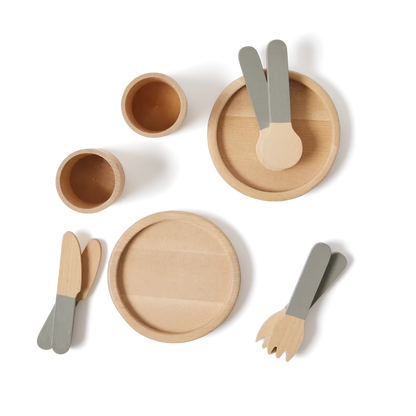Tableware, 10 pcs, Handpainted, Green PLAY tableware-greenish-natural-wood  flexa-com.myshopify.com