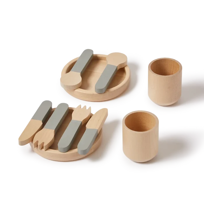 Tableware, 10 pcs, Handpainted, Green PLAY tableware-greenish-natural-wood  flexa-com.myshopify.com