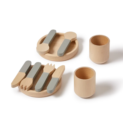 Tableware, 10 pcs, Handpainted, Green PLAY tableware-greenish-natural-wood  flexa-com.myshopify.com
