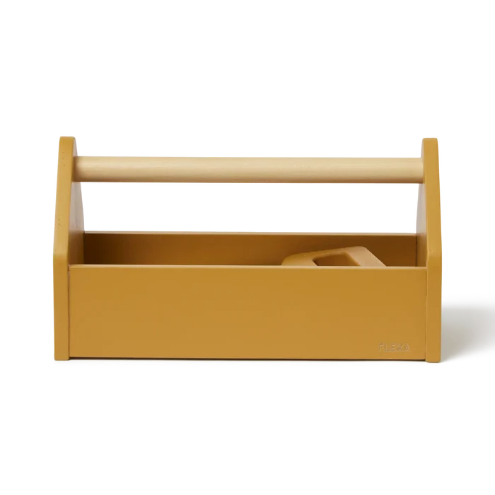Toolbox, 4 pcs, Handpainted, Yellow PLAY toolbox-mustard-natural-wood  flexa-com.myshopify.com
