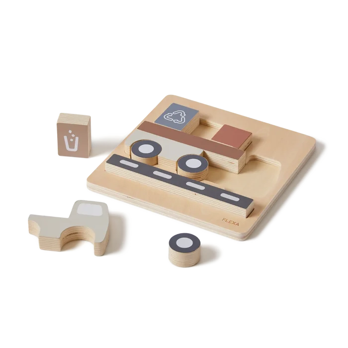 Truck Puzzle, 9 pcs, Handpainted PLAY truck-puzzle-multicolors-natural-wood  flexa-com.myshopify.com