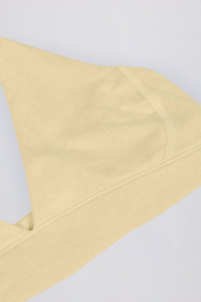 Brushed Jersey V-Neck Sports Bra in Lemon Marl