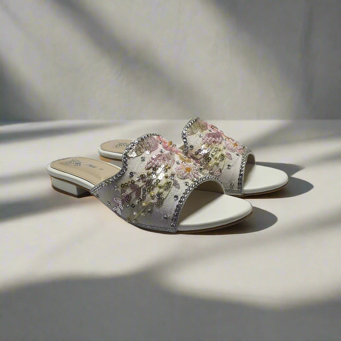 White | Fancy Slippers For Women